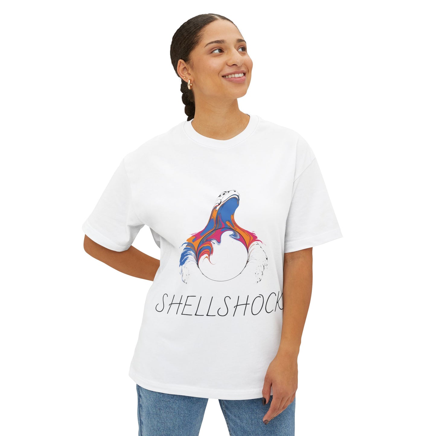 Colorful Wave Art Unisex Boxy Tee, Oversized T-Shirt, Casual Wear, Summer Fashion, Trendy Graphic Tee, Gift for Her