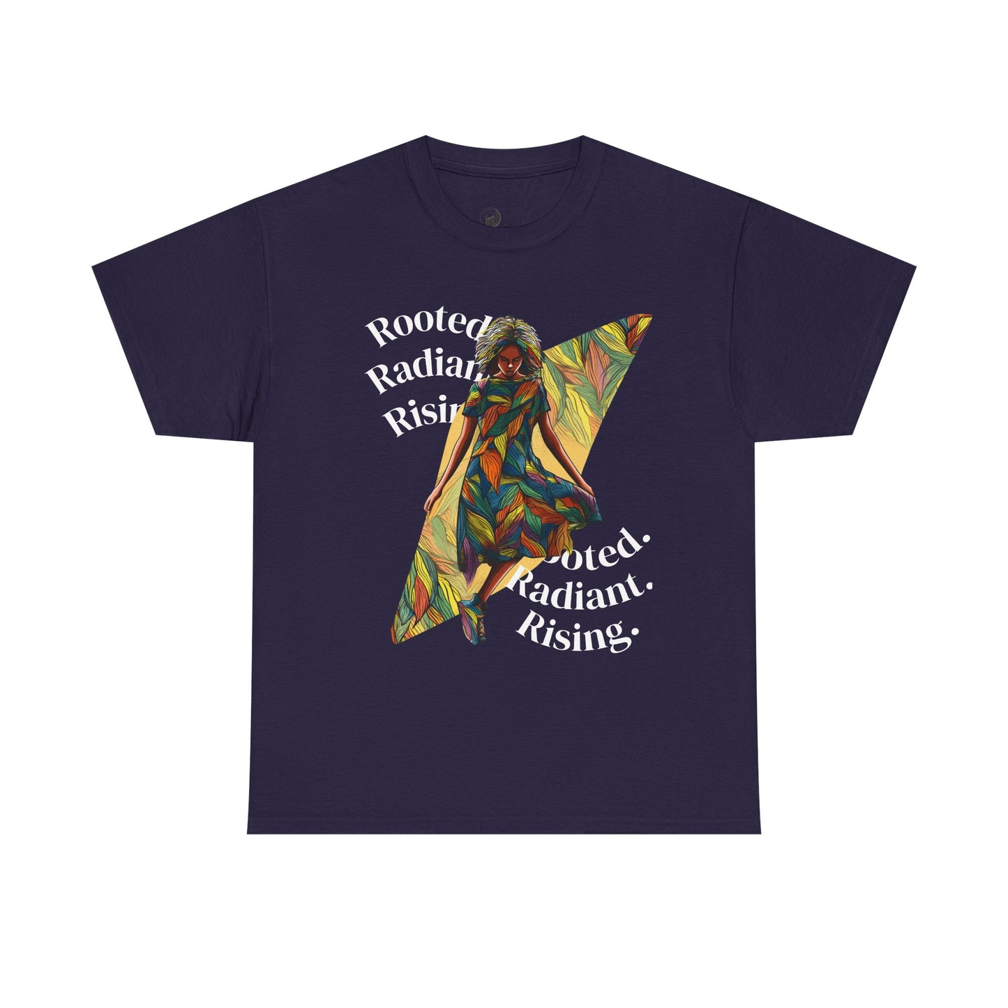 Vibrant Graphic Tee - Rooted, Radiant, Rising, Unisex Cotton Shirt, Inspirational Gift, Everyday Wear, Summer Fashion, Art Tee