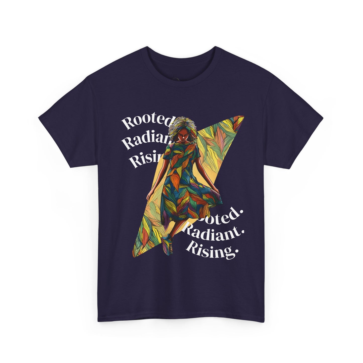Vibrant Graphic Tee - Rooted, Radiant, Rising, Unisex Cotton Shirt, Inspirational Gift, Everyday Wear, Summer Fashion, Art Tee