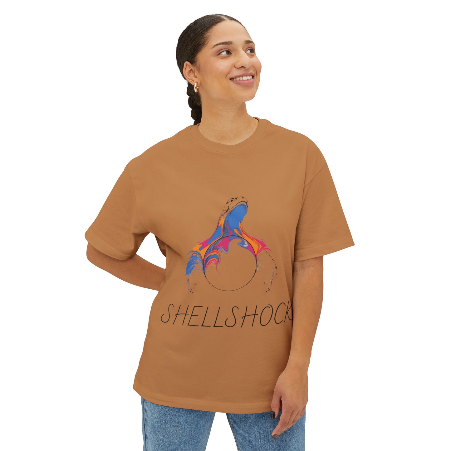 Colorful Wave Art Unisex Boxy Tee, Oversized T-Shirt, Casual Wear, Summer Fashion, Trendy Graphic Tee, Gift for Her