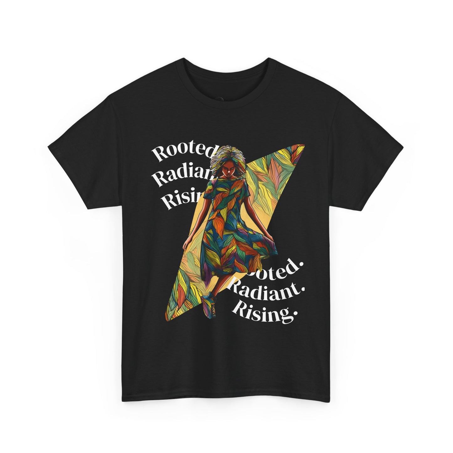 Vibrant Graphic Tee - Rooted, Radiant, Rising, Unisex Cotton Shirt, Inspirational Gift, Everyday Wear, Summer Fashion, Art Tee