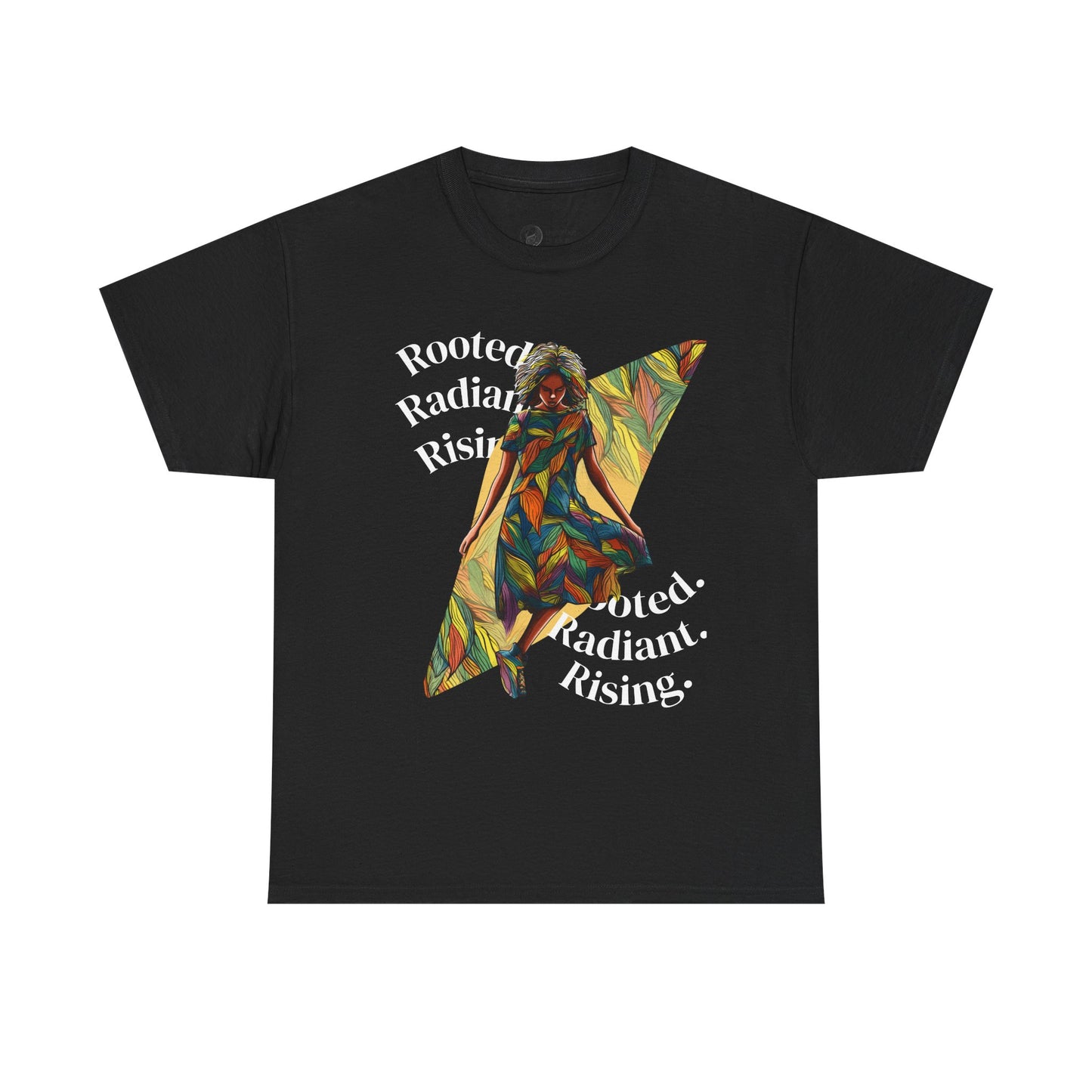 Vibrant Graphic Tee - Rooted, Radiant, Rising, Unisex Cotton Shirt, Inspirational Gift, Everyday Wear, Summer Fashion, Art Tee