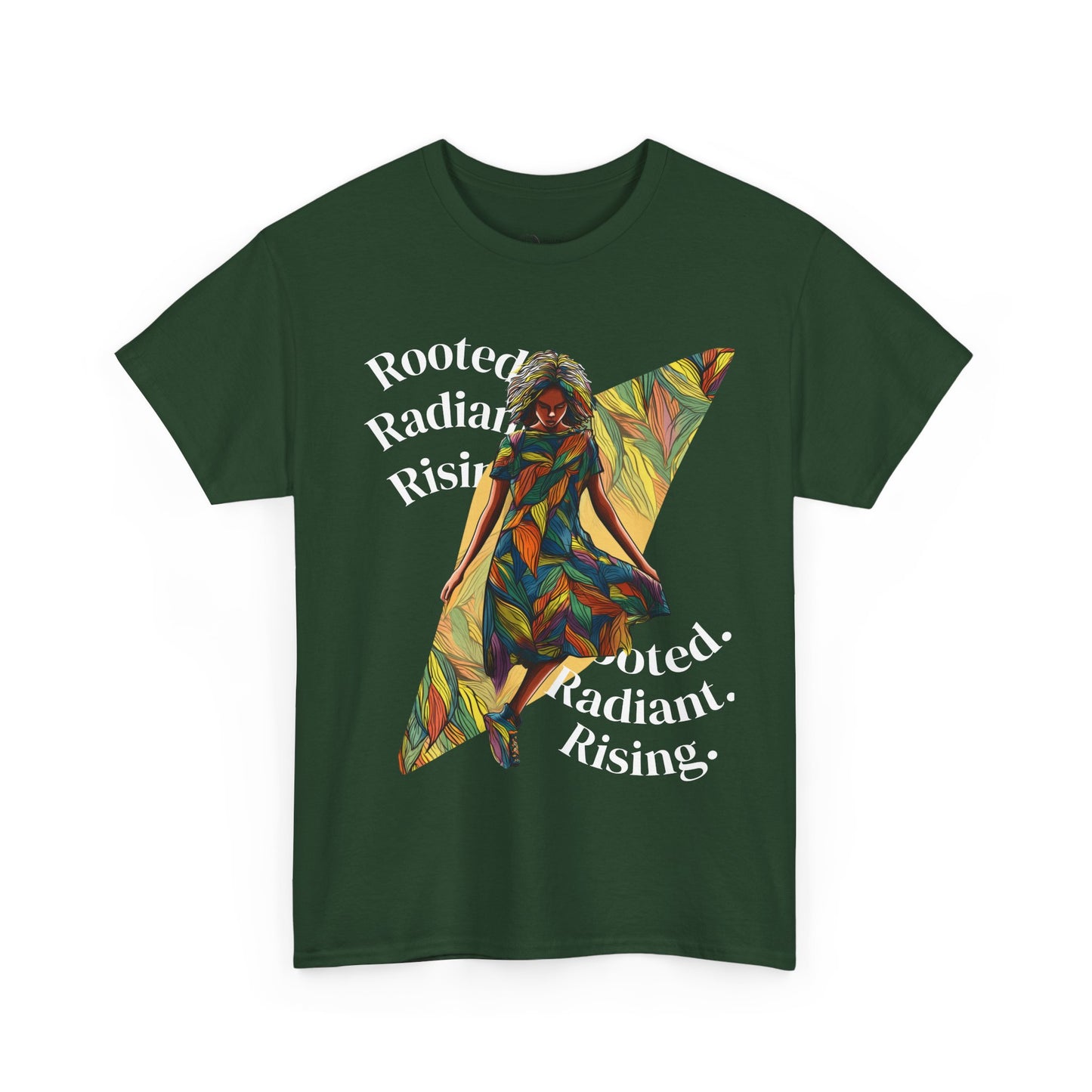 Vibrant Graphic Tee - Rooted, Radiant, Rising, Unisex Cotton Shirt, Inspirational Gift, Everyday Wear, Summer Fashion, Art Tee