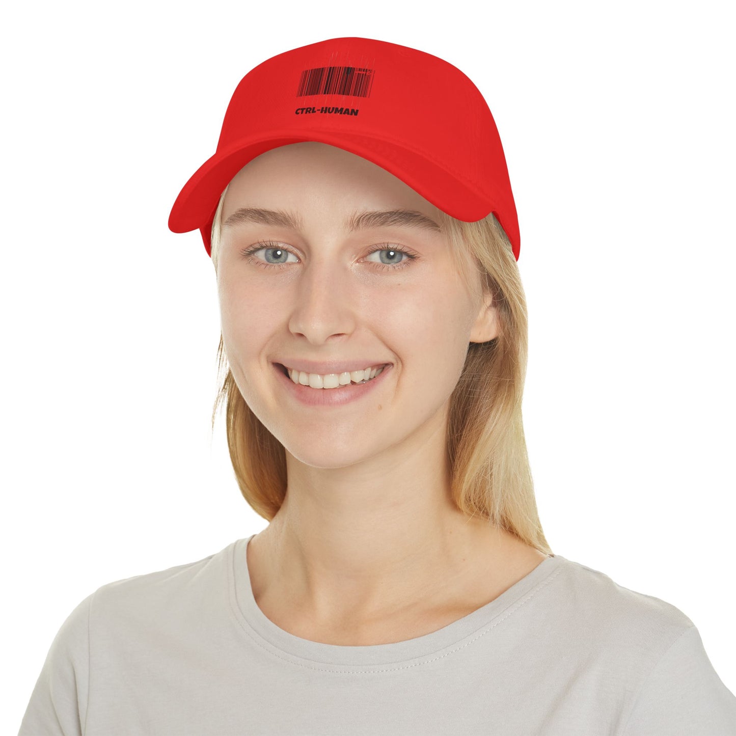 Modern Red Baseball Cap with CTRL-HUMAN Design, Casual Hat, Trendy Accessory, Gift for Tech Enthusiasts, Fashion Statement Cap