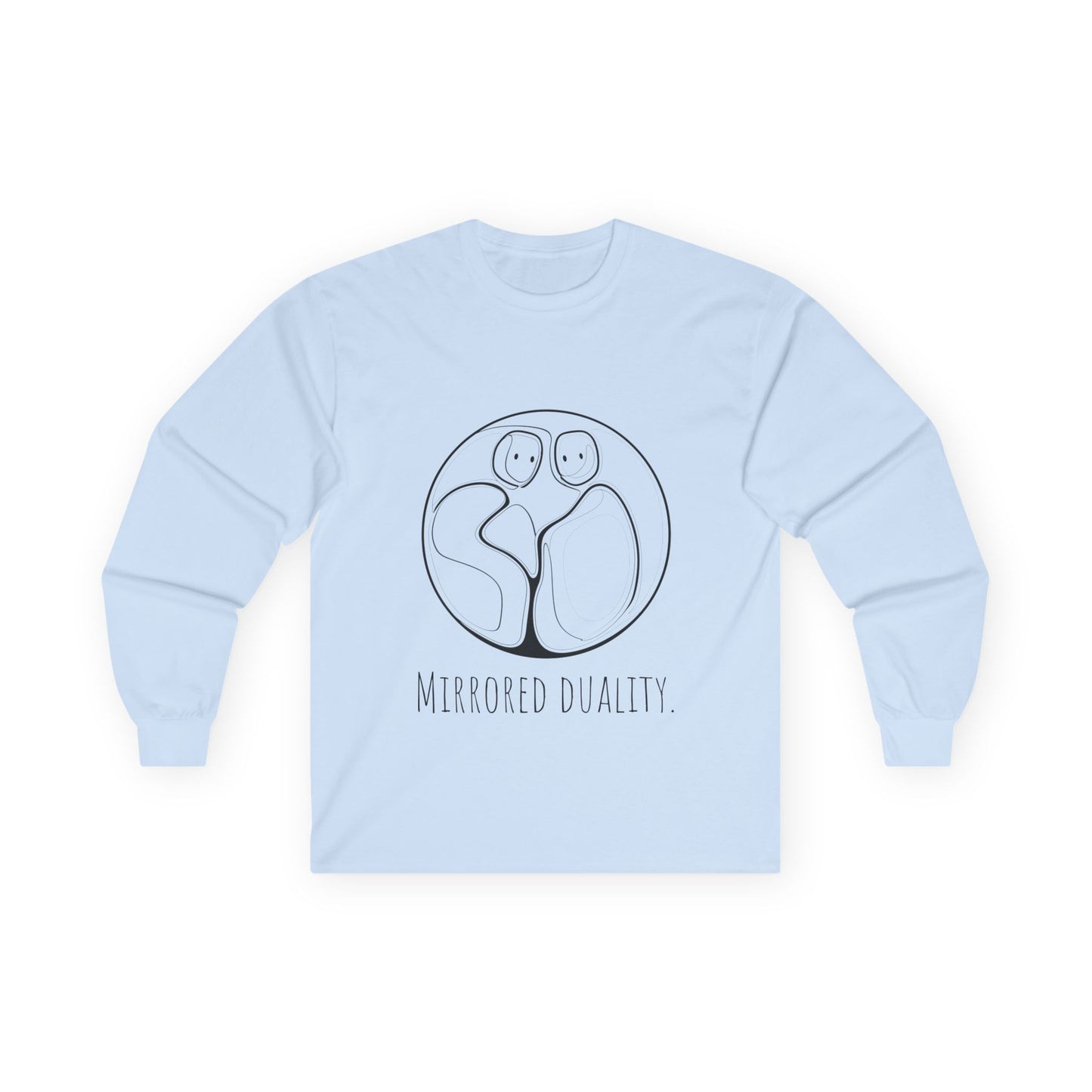 Unisex Mirrored Duality Long Sleeve Tee, Cozy Graphic Tee, Casual Wear, Mindfulness Gift, Unique Art Shirt, Unisex Gift