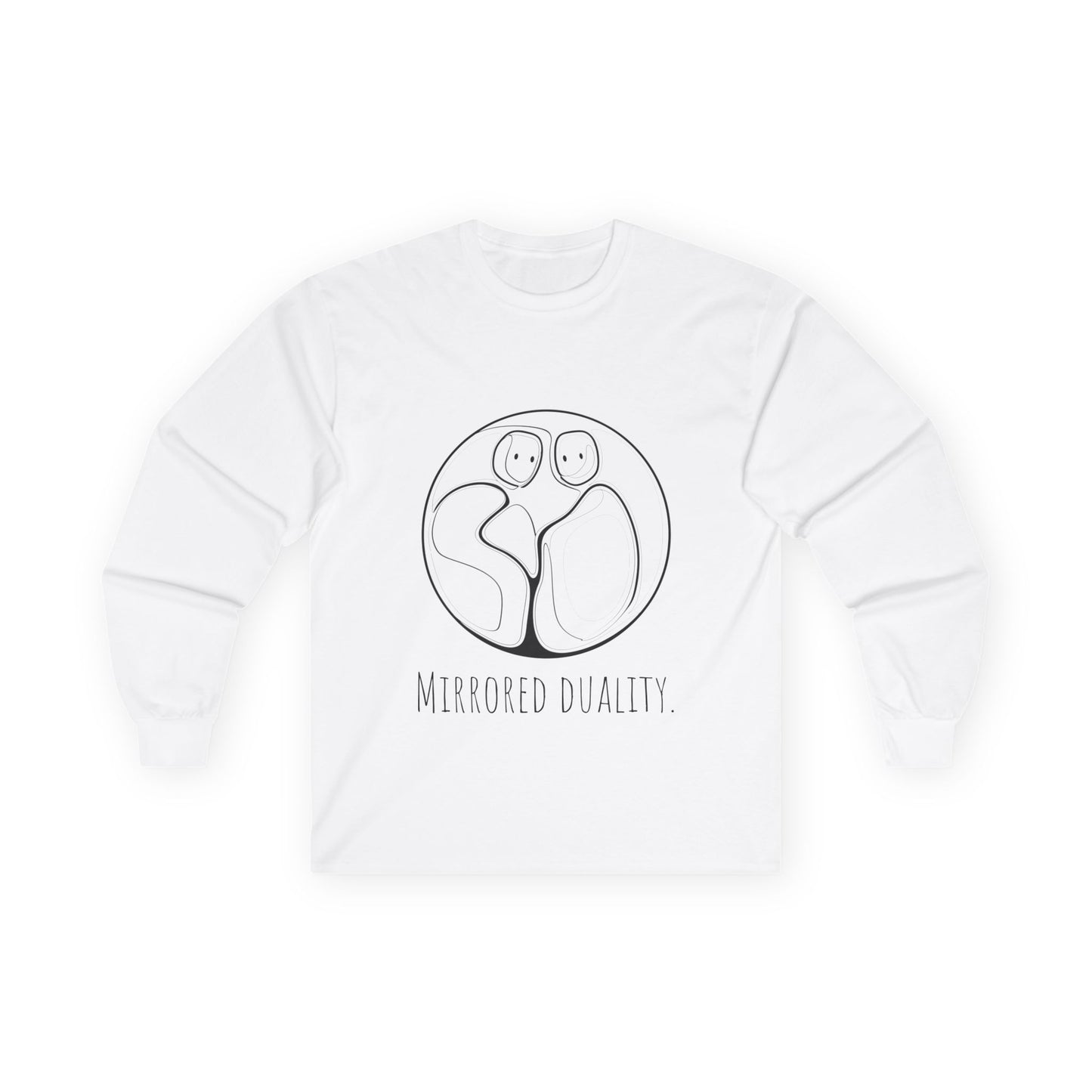 Unisex Mirrored Duality Long Sleeve Tee, Cozy Graphic Tee, Casual Wear, Mindfulness Gift, Unique Art Shirt, Unisex Gift