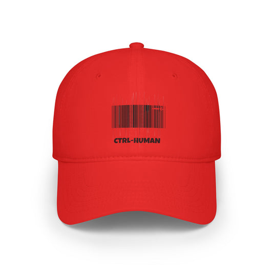 Modern Red Baseball Cap with CTRL-HUMAN Design, Casual Hat, Trendy Accessory, Gift for Tech Enthusiasts, Fashion Statement Cap