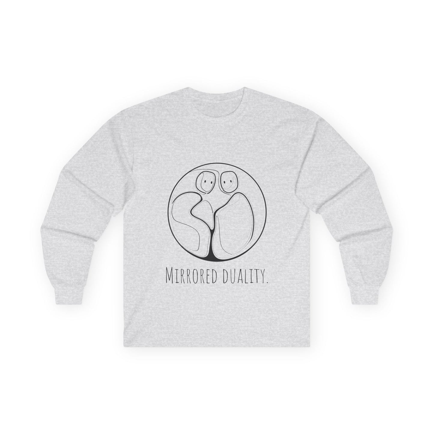 Unisex Mirrored Duality Long Sleeve Tee, Cozy Graphic Tee, Casual Wear, Mindfulness Gift, Unique Art Shirt, Unisex Gift