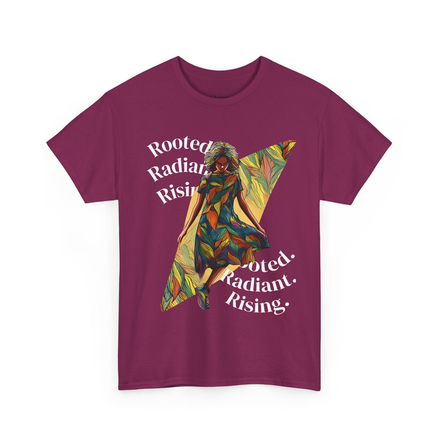 Vibrant Graphic Tee - Rooted, Radiant, Rising, Unisex Cotton Shirt, Inspirational Gift, Everyday Wear, Summer Fashion, Art Tee