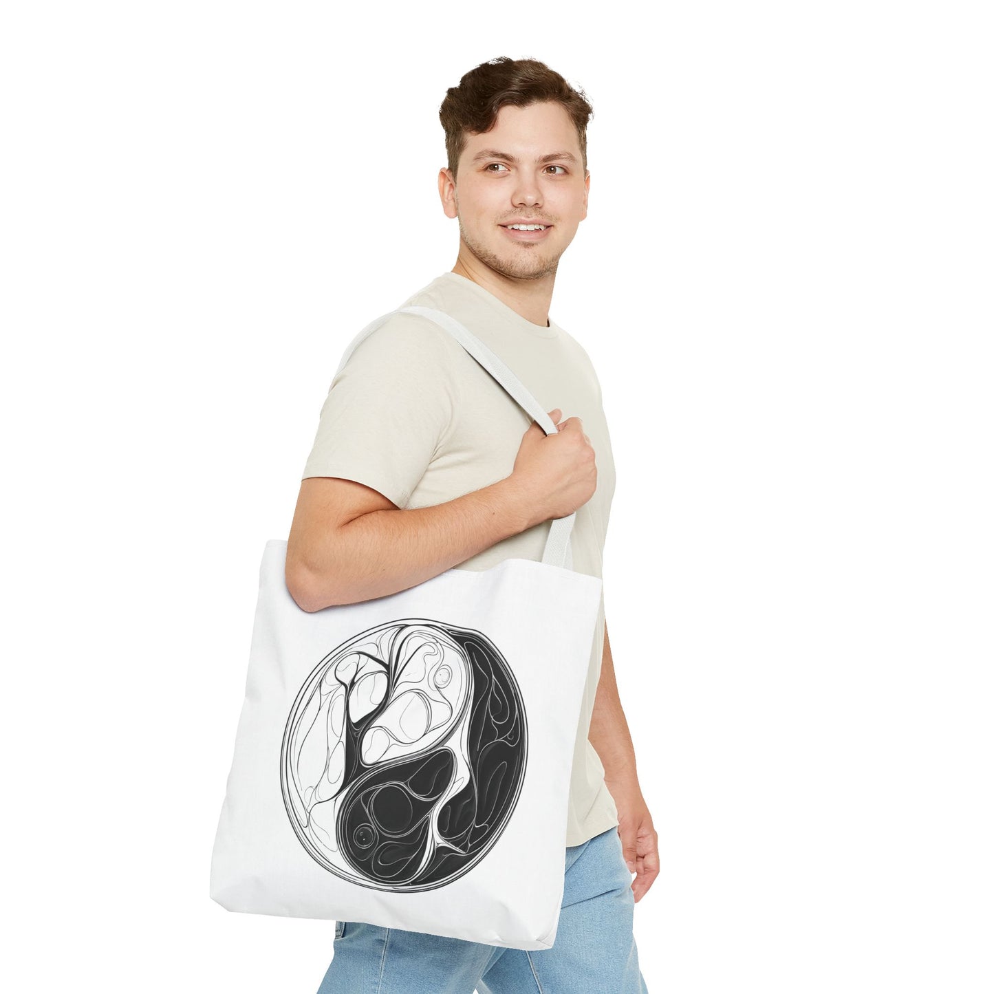 Yin Yang Tote Bag, Eco-Friendly, Reusable Shopping Bag, Gift for Nature Lovers, Equality Statement Bag, Conscious Lifestyle Accessory
